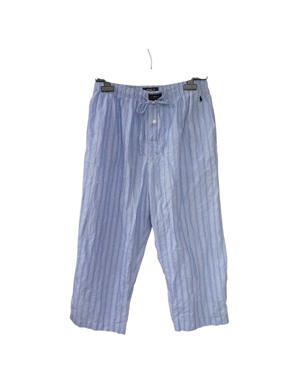 POLO RALPH LAUREN Women’s Cotton Striped Cropped PJ Bottoms Pants L